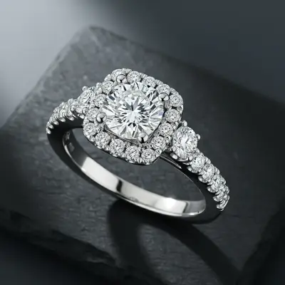 Princess Halo Engagement Ring