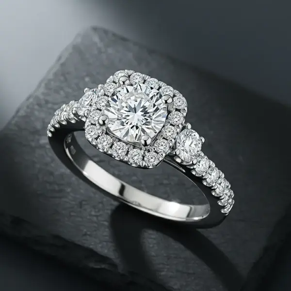 Princess Halo Engagement Ring