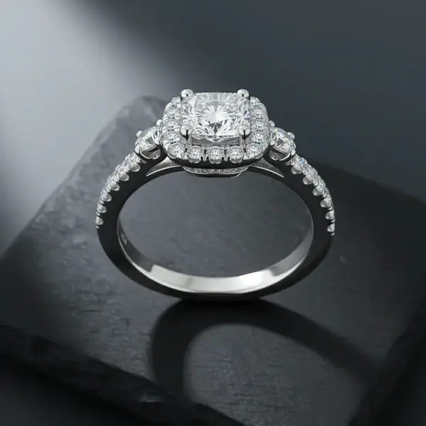 Princess Halo Engagement Ring