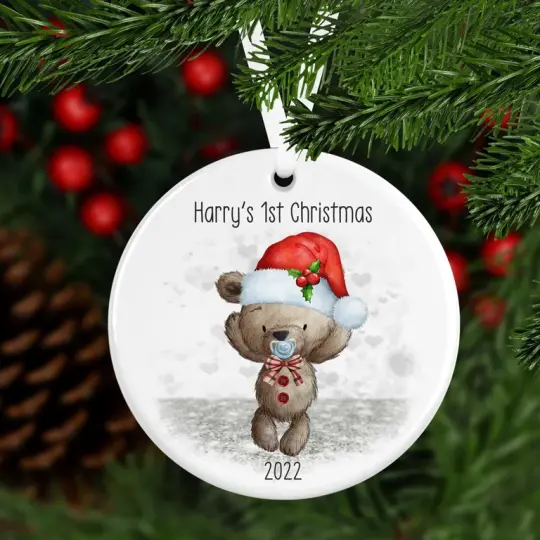 Baby Bear First Christmas Ceramic Bauble