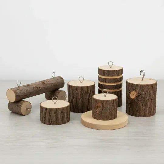 Natural Wood Perch Set